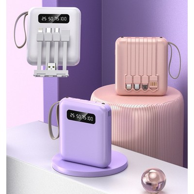 Portable Charging 4" 1 Built in Cable 5000mAh Power Bank